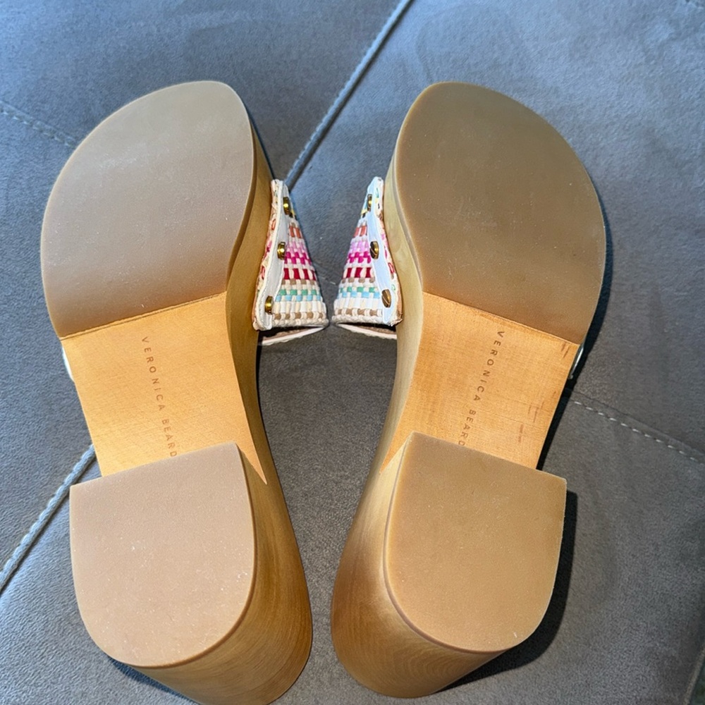 NWT, Veronica Beard woven sandals with wooden heel - Picture 6 of 12